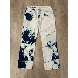 Levis 541 Jeans Mens 36x34 White Blue Acid Wash Blue Bleach Denim Pants